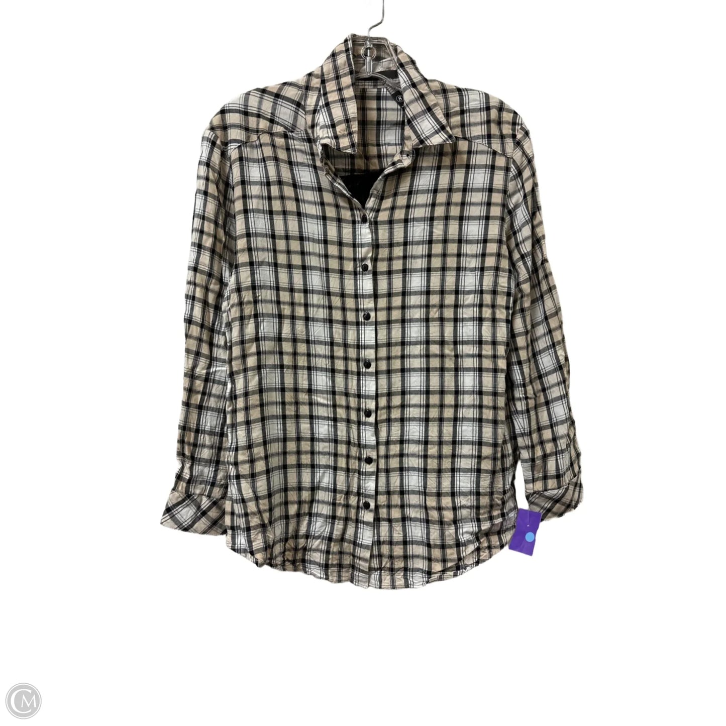 Blouse Long Sleeve By Kensie In Black & Cream, Size: S