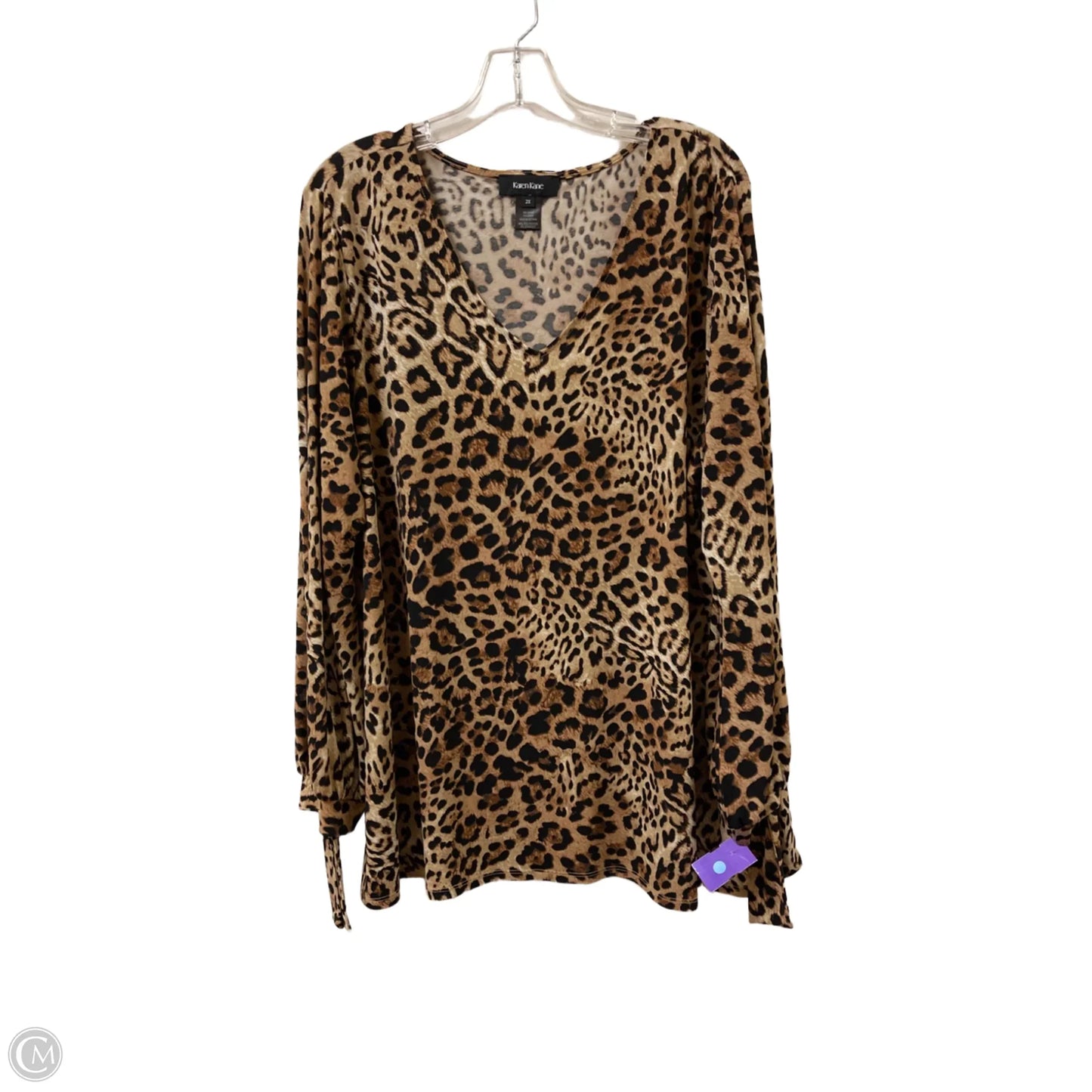 Top Long Sleeve By Karen Kane In Animal Print, Size: 2x