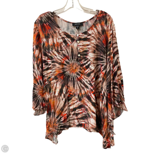 Top Long Sleeve By Karen Kane In Tie Dye Print, Size: 2x