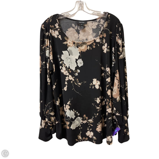 Top Long Sleeve By Karen Kane In Black & Cream, Size: 2x
