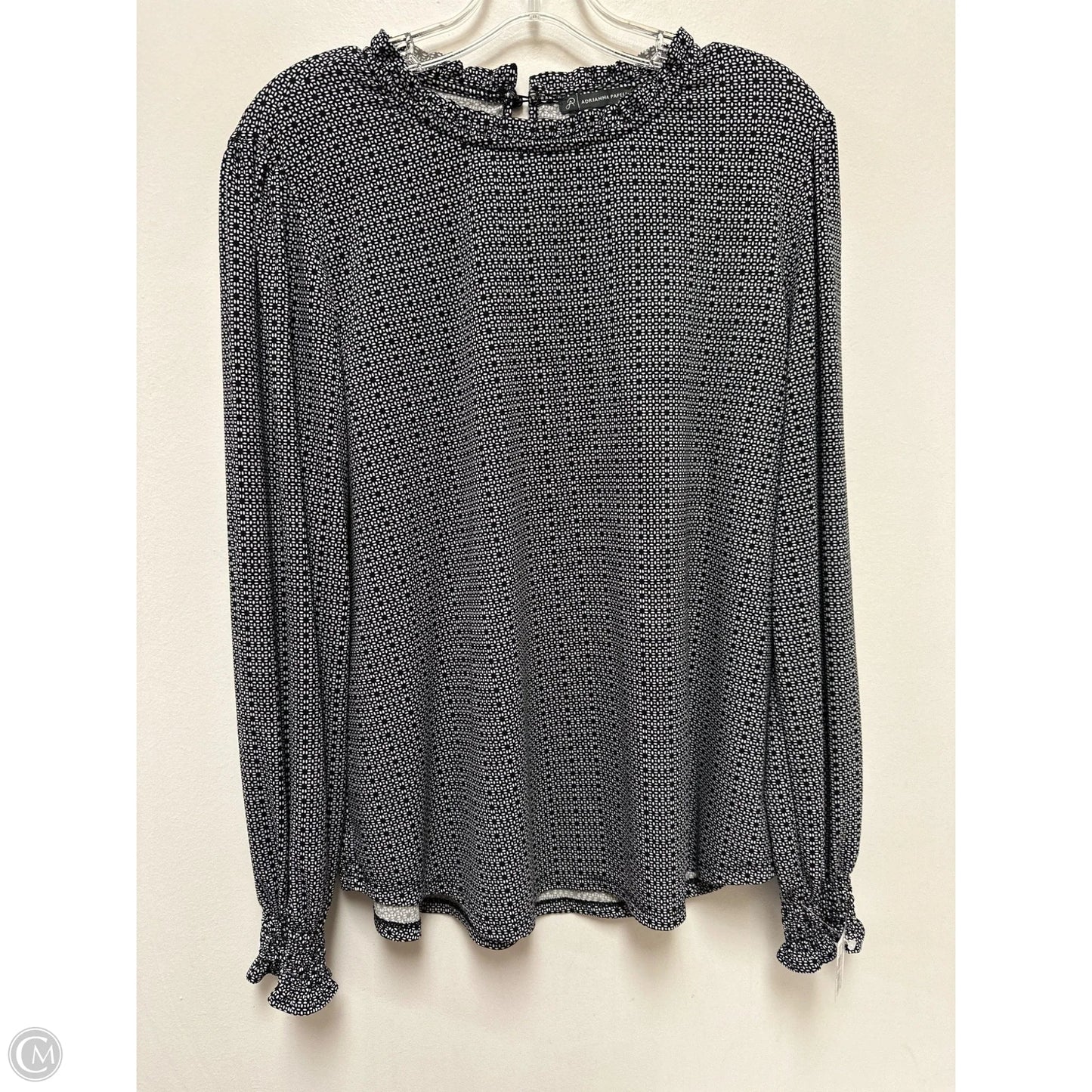 Top Long Sleeve By Adrianna Papell In Black & White, Size: L