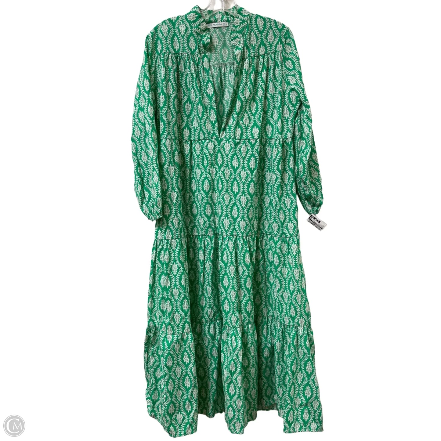 Dress Casual Maxi By Clothes Mentor In Green & White, Size: L