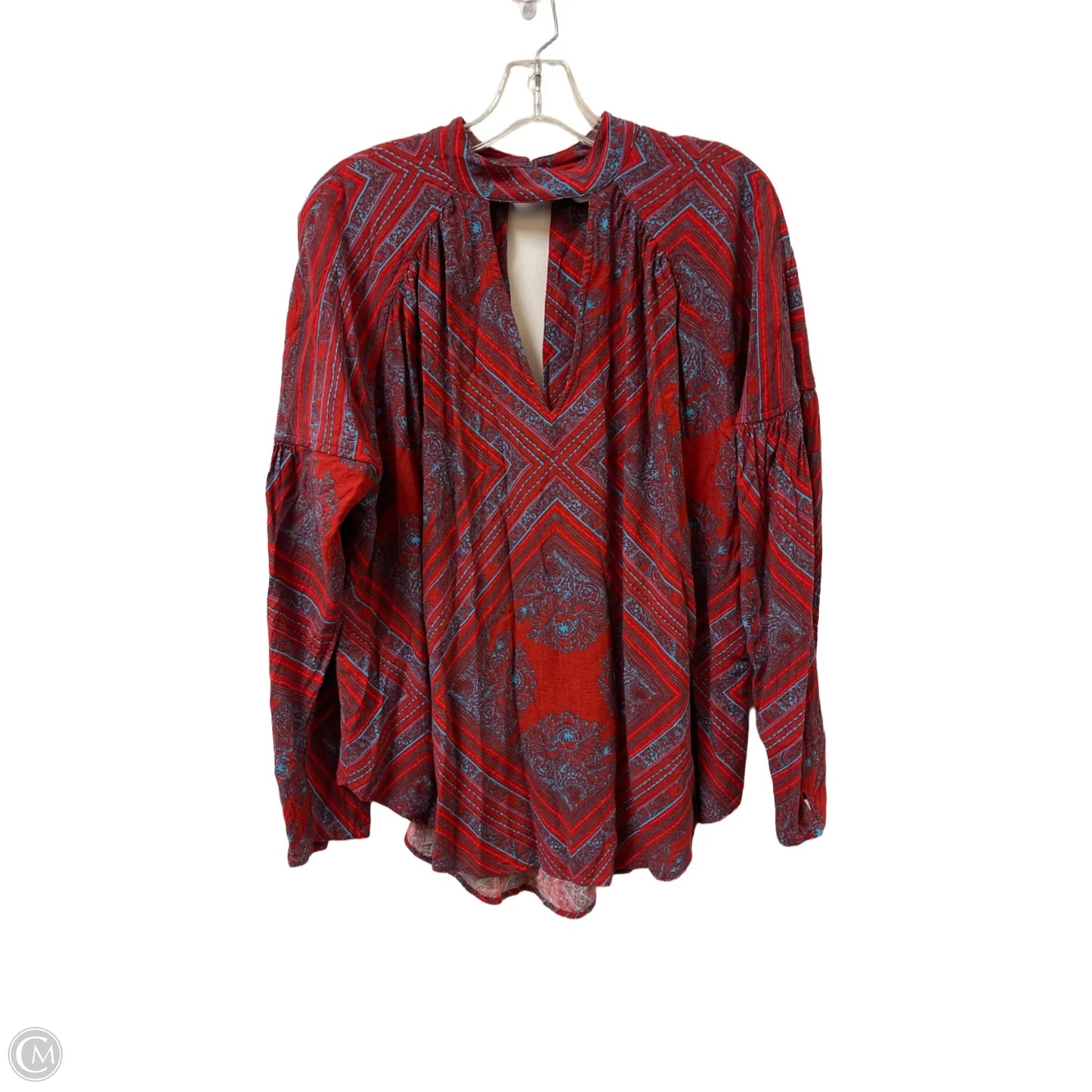 Top Long Sleeve By Free People In Blue & Red, Size: S