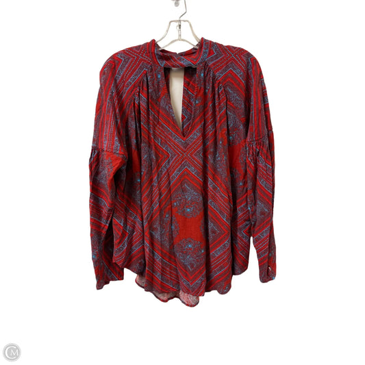 Top Long Sleeve By Free People In Blue & Red, Size: S