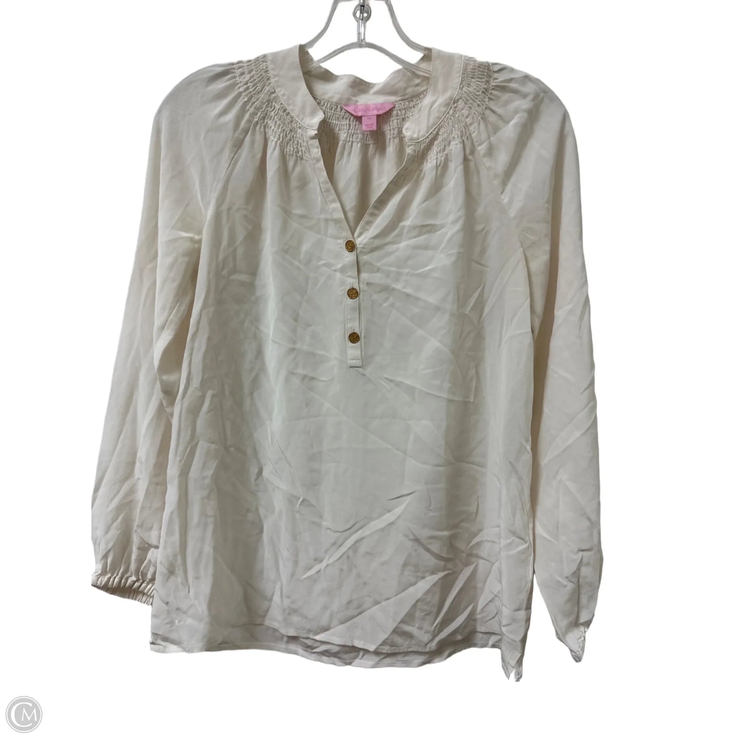 Top Long Sleeve Designer By Lilly Pulitzer In Cream, Size: Xs