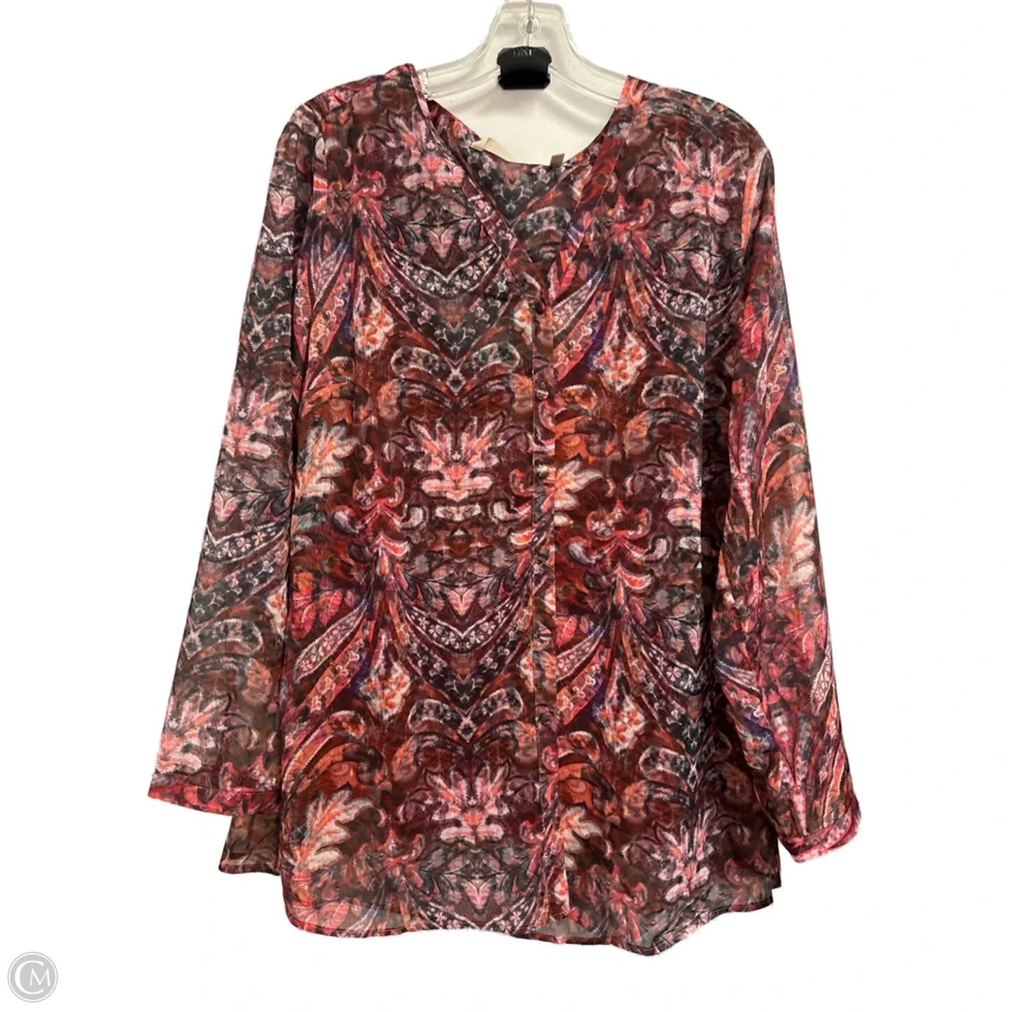 Top 2pc Long Sleeve By Soft Surroundings In Black & Red, Size: L