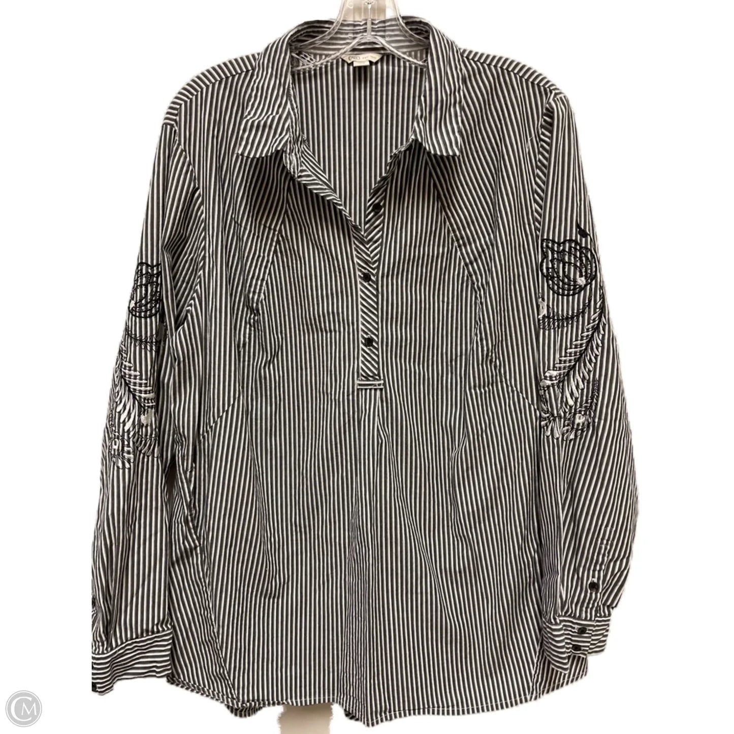 Blouse Long Sleeve By Cato In Striped Pattern, Size: 1x