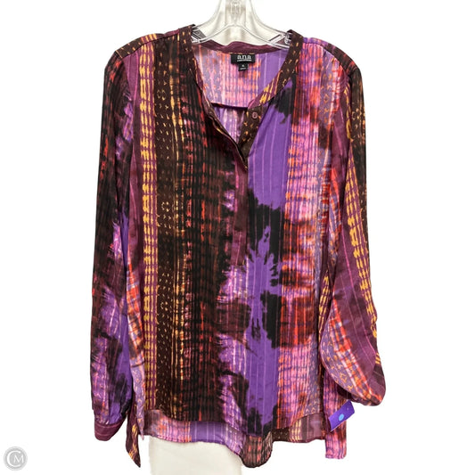Blouse Long Sleeve By Ana In Purple, Size: Xl