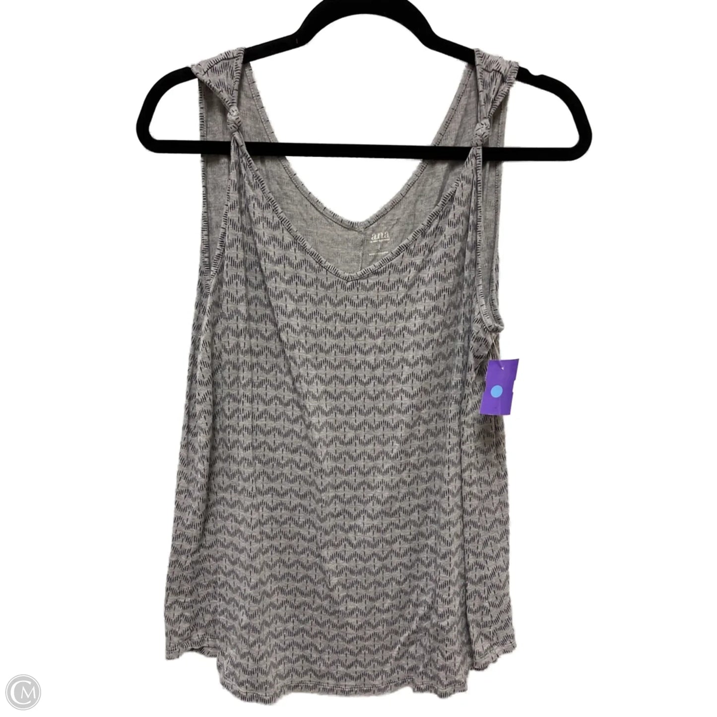 Top Sleeveless By Ana In Black & Grey, Size: L