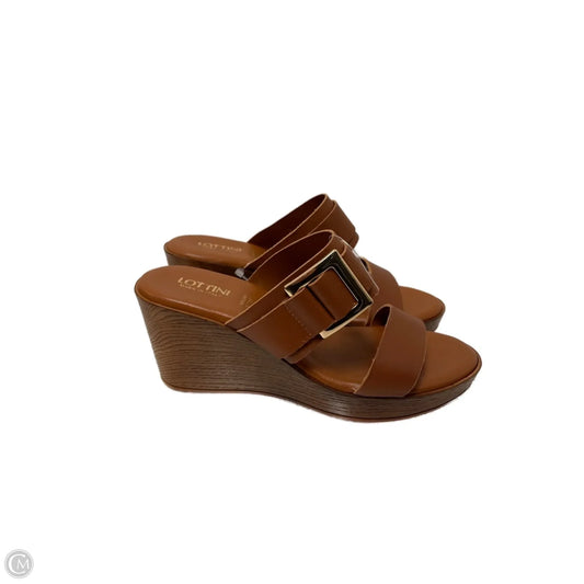 Sandals Heels Wedge By Clothes Mentor In Tan, Size: 8