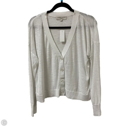 Sweater Cardigan By Loft In White, Size: M