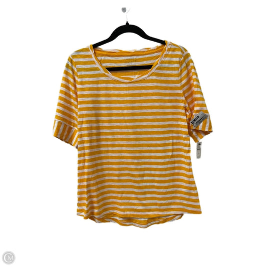 Top Short Sleeve By Talbots In White & Yellow, Size: M