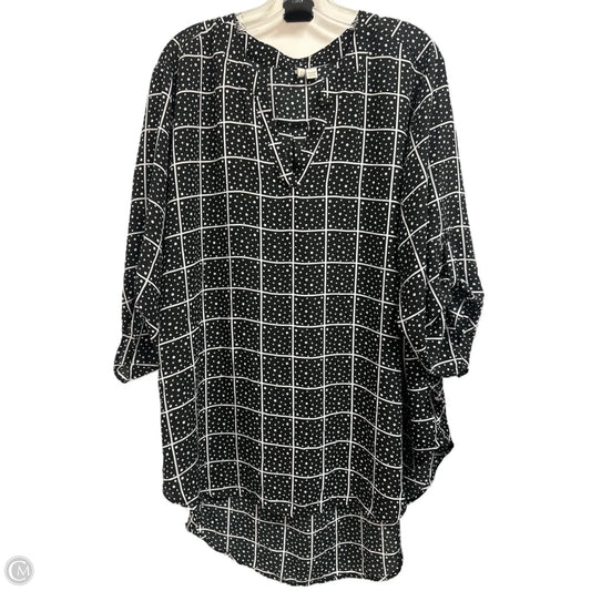 Top Long Sleeve By Cato In Black & White, Size: 3x