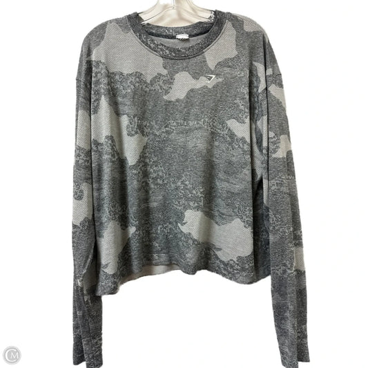 Athletic Top Long Sleeve Crewneck By Gym Shark In Grey, Size: 2x