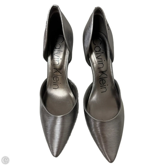 Shoes Heels Stiletto By Calvin Klein In Silver, Size: 8