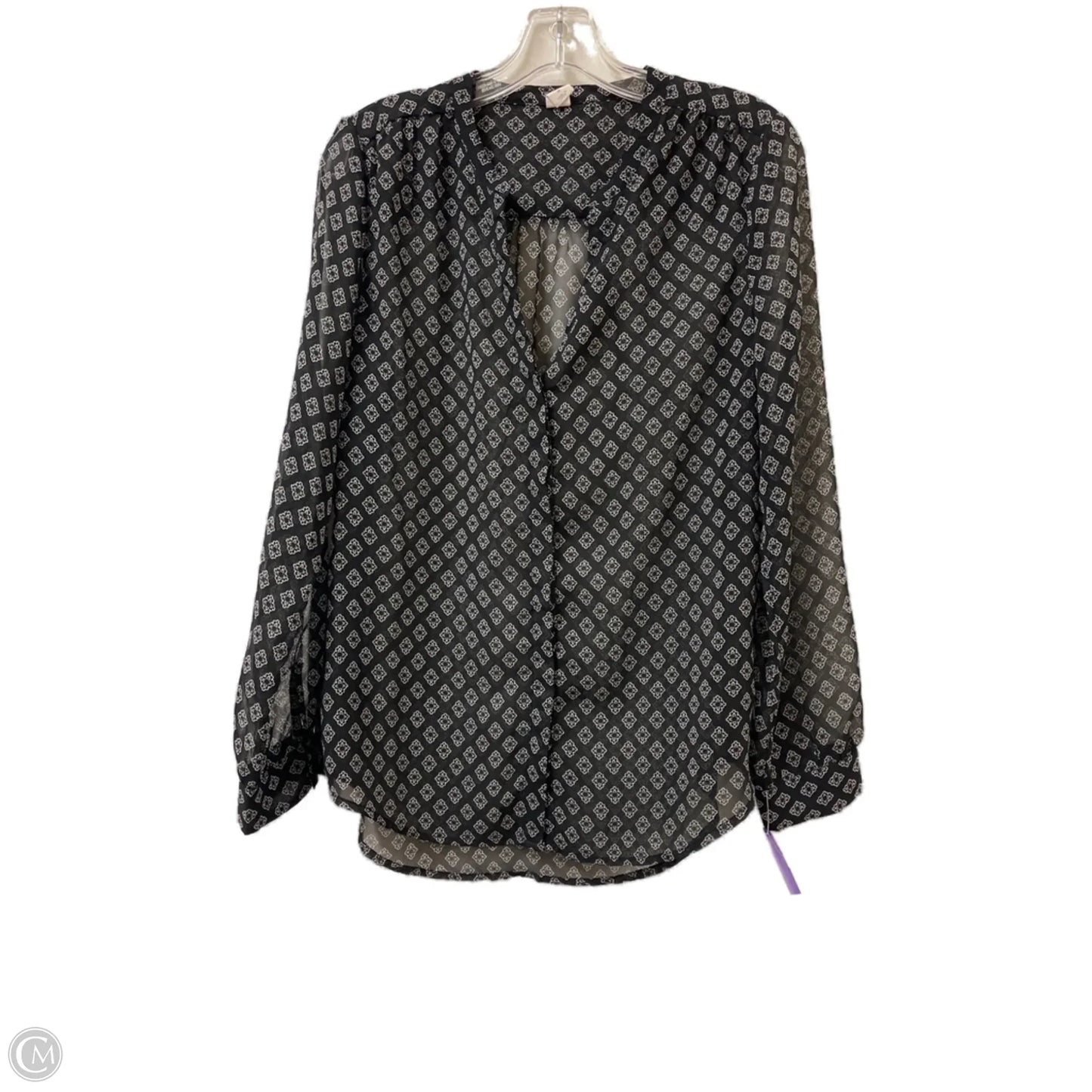 Blouse Long Sleeve By Old Navy In Black & White, Size: M