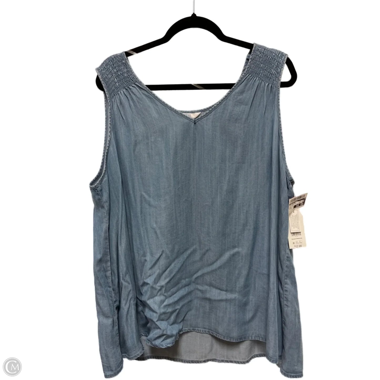 Top Sleeveless By Time And Tru In Blue Denim, Size: 1x