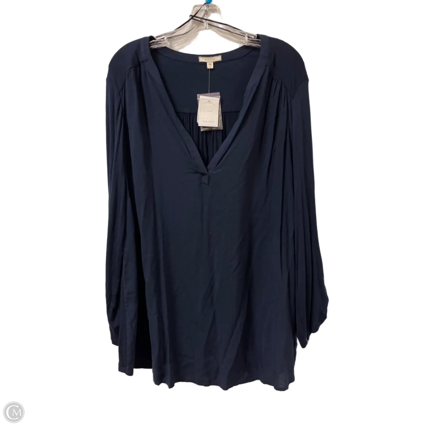 Top Long Sleeve By Pleione In Navy, Size: 1x