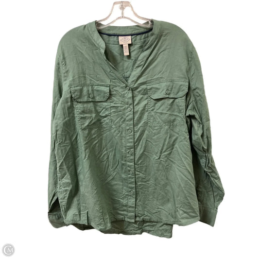 Blouse Long Sleeve By St Johns Bay In Green, Size: 1x