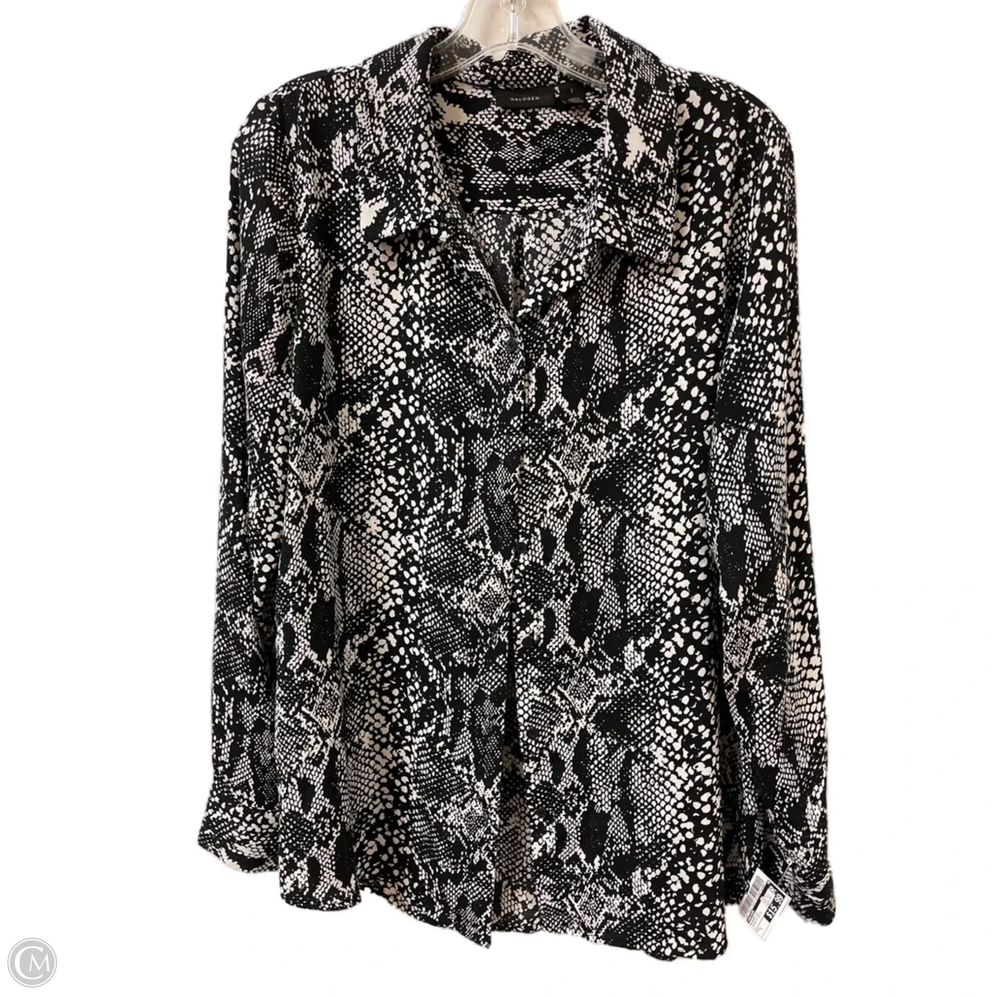 Blouse Long Sleeve By Halogen In Black & White, Size: L