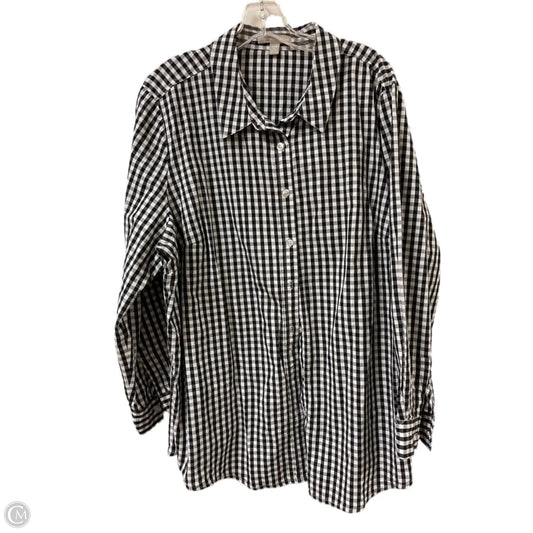 Blouse Long Sleeve By Woman Within In Black & White, Size: 2x