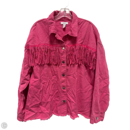 Jacket Denim By Forever 21 In Pink Denim, Size: L