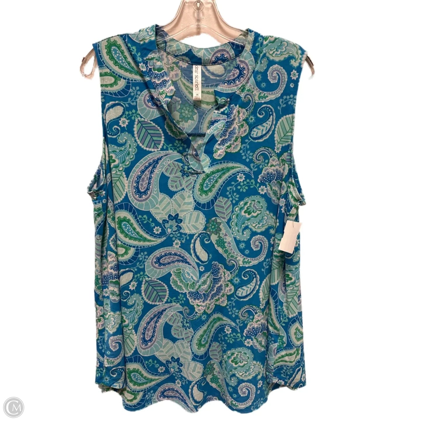 Top Sleeveless By Clothes Mentor In Blue & Green, Size: 2x
