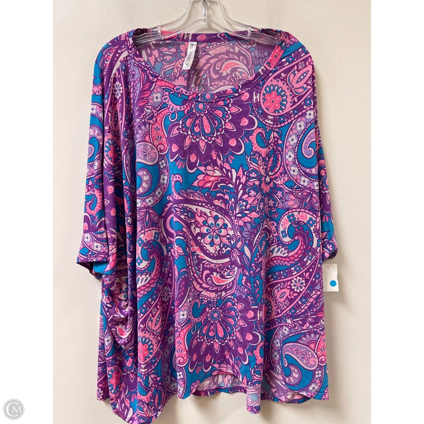 Top Short Sleeve By Clothes Mentor In Blue & Purple, Size: 2x