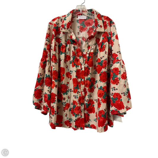 Blouse Long Sleeve By First Love In Cream & Red, Size: 2x