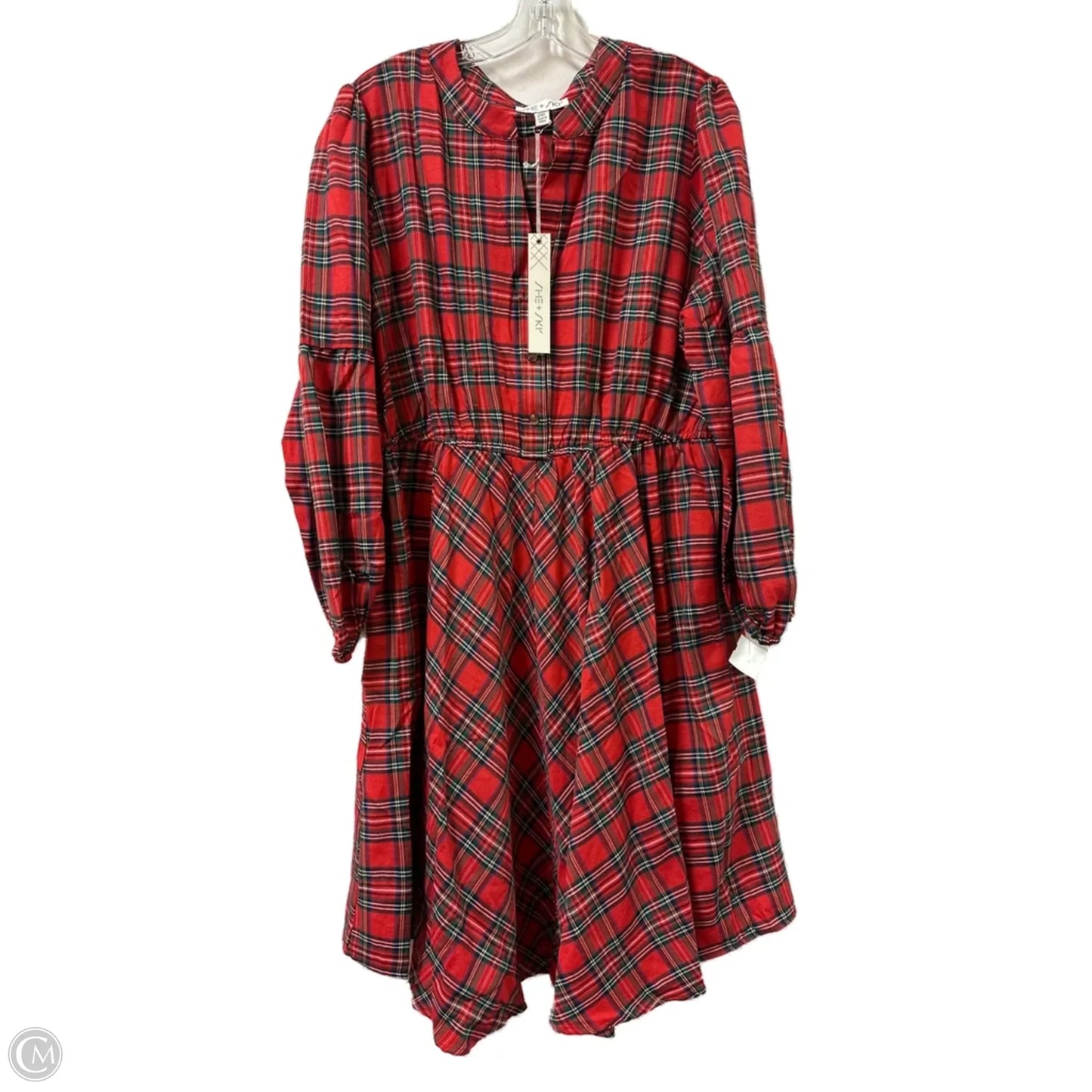 Dress Casual Midi By She + Sky In Plaid Pattern, Size: 2x