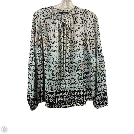 Top Long Sleeve Designer By Karl Lagerfeld In Black & Blue, Size: Xs