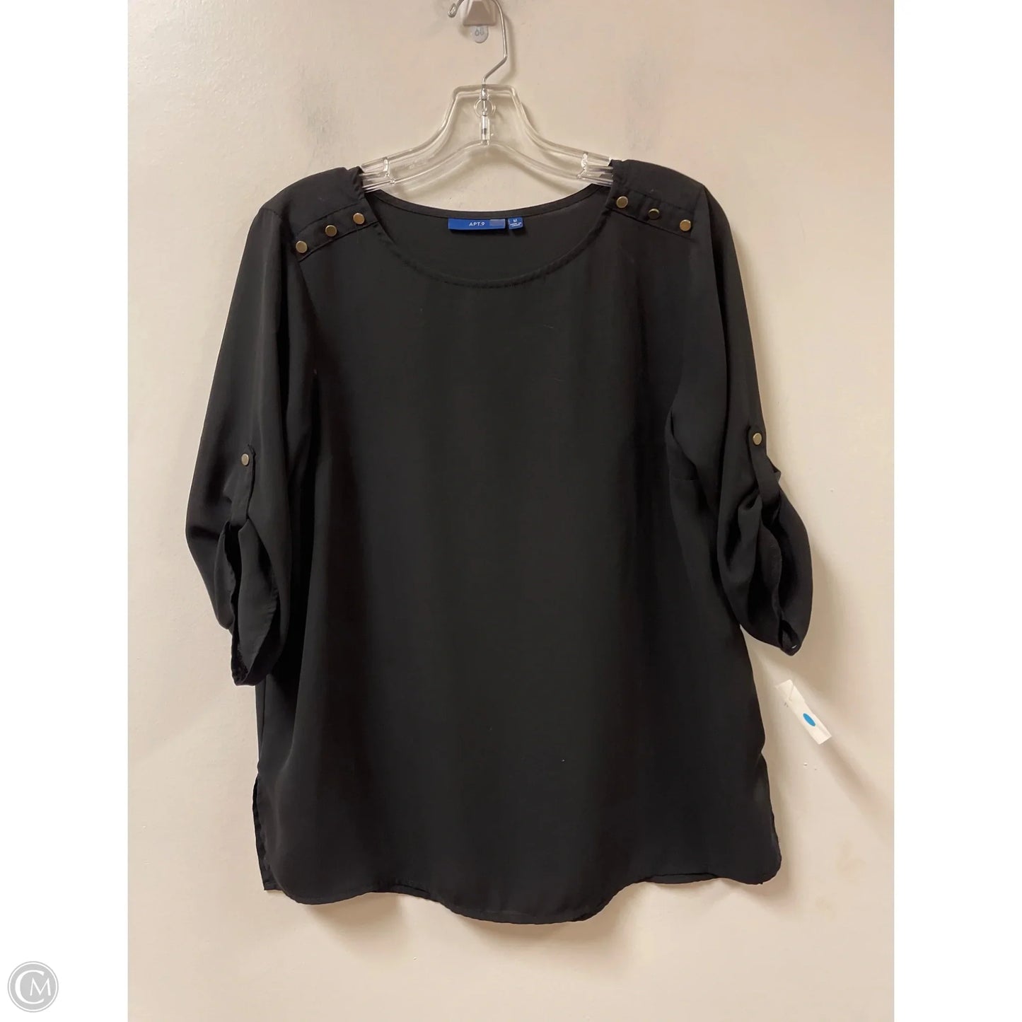Top Long Sleeve By Apt 9 In Black, Size: M