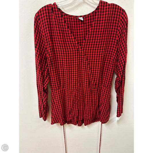 Top Long Sleeve By Old Navy In Black & Red, Size: L