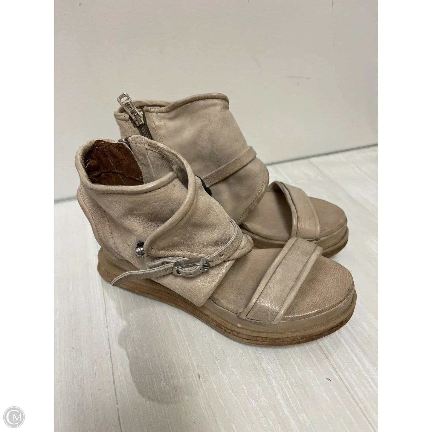 Sandals Heels Wedge By Cma In Cream, Size: 6.5