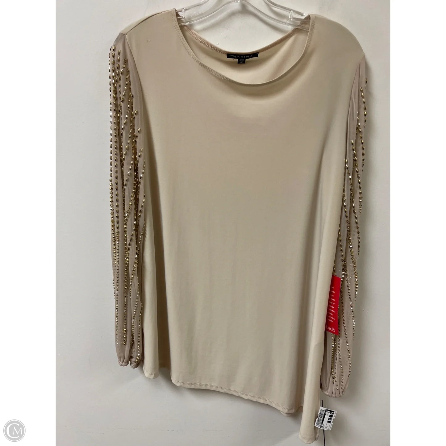 Top Long Sleeve By Marina In Cream, Size: L