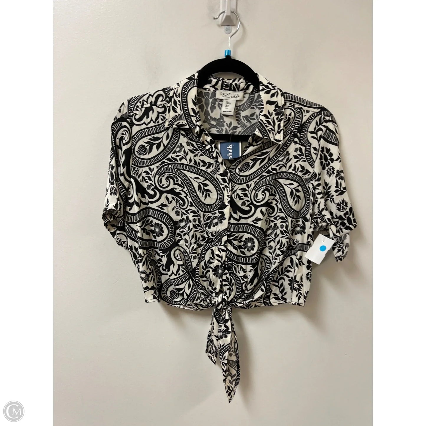 Blouse Short Sleeve By Rachel Zoe In Black & Cream, Size: S