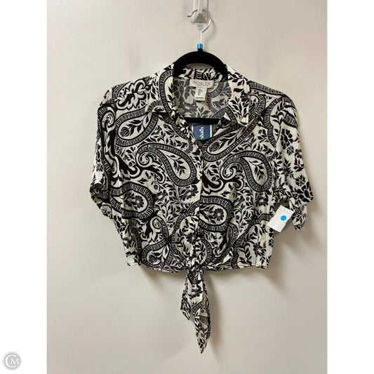 Blouse Short Sleeve By Rachel Zoe In Black & Cream, Size: S
