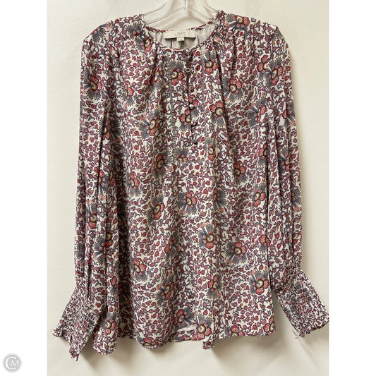 Top Long Sleeve By Loft In Floral Print, Size: M
