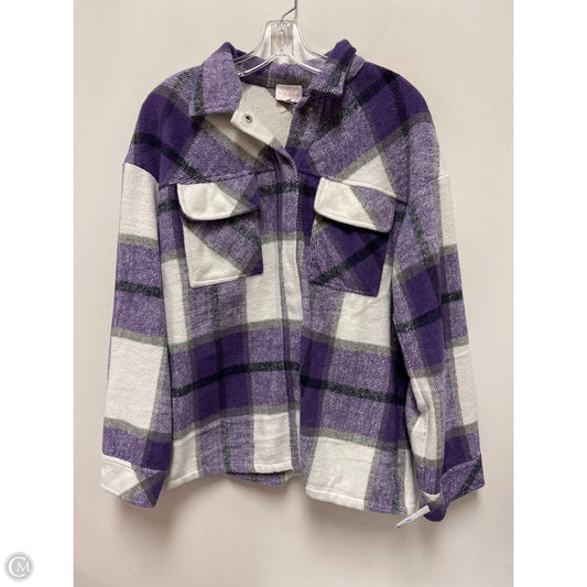 Jacket Shirt By Entro In Purple & White, Size: S