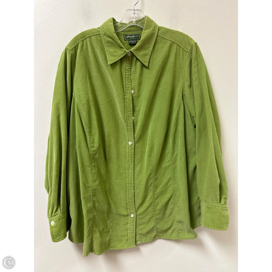 Blouse Long Sleeve By Eddie Bauer In Green, Size: 2x