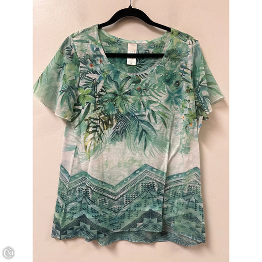 Top Short Sleeve By Time And Tru In Green & White, Size: M