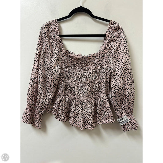 Top Long Sleeve By Who What Wear In Black & Pink, Size: M