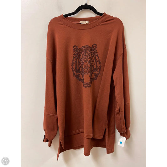Sweatshirt Crewneck By Fantastic Fawn In Brown, Size: L