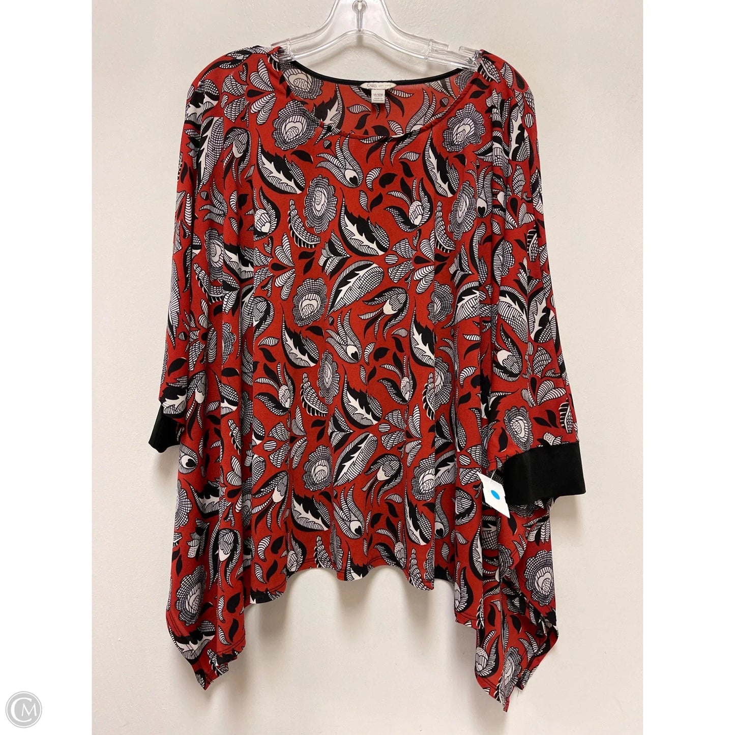 Top Short Sleeve By Cato In Black & Orange, Size: Xl