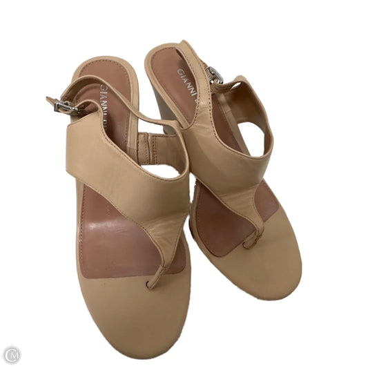 Sandals Heels Wedge By Gianni Bini In Cream, Size: 8
