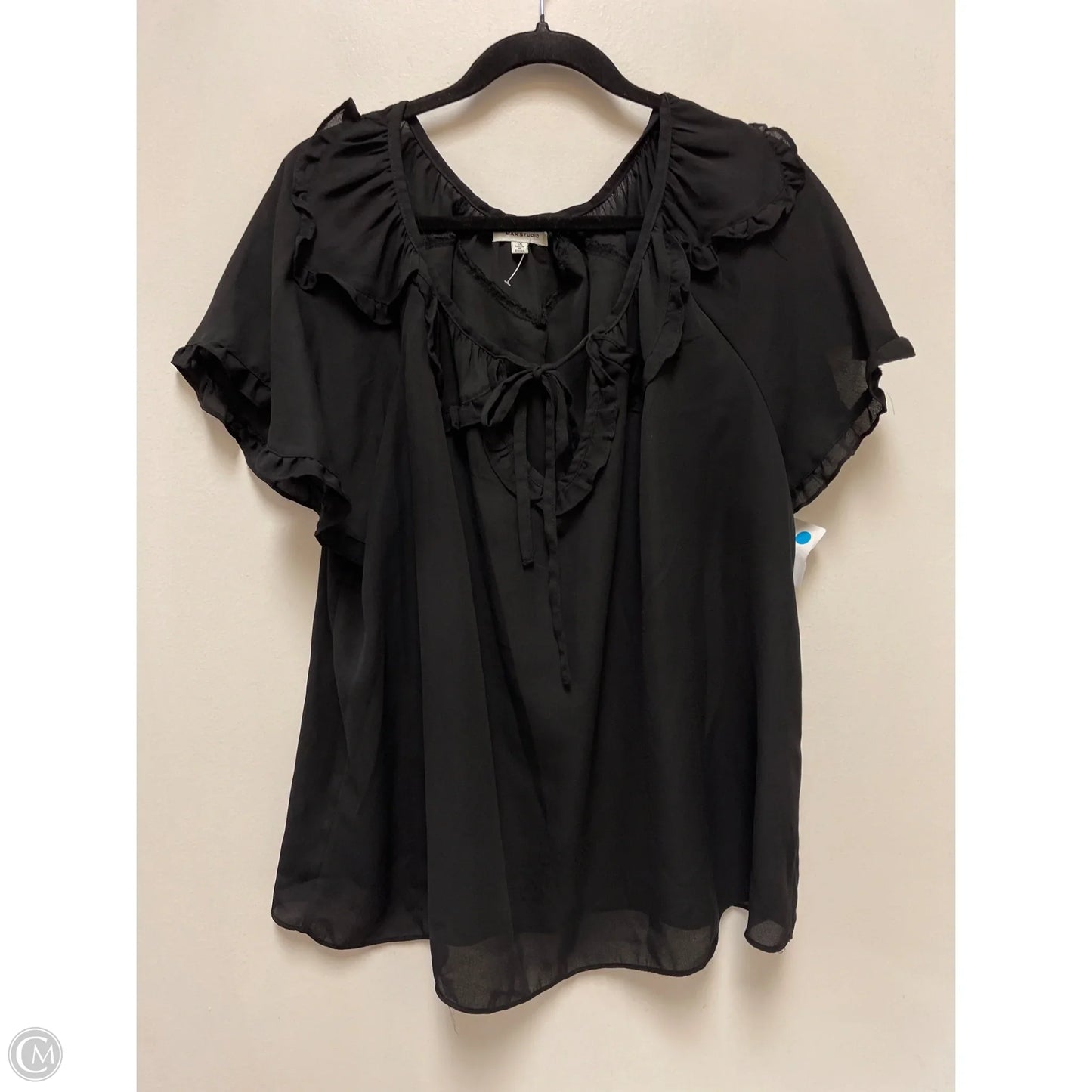 Top Short Sleeve By Max Studio In Black, Size: 1x