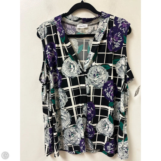 Top Sleeveless By Calvin Klein In Black & Purple, Size: 2x