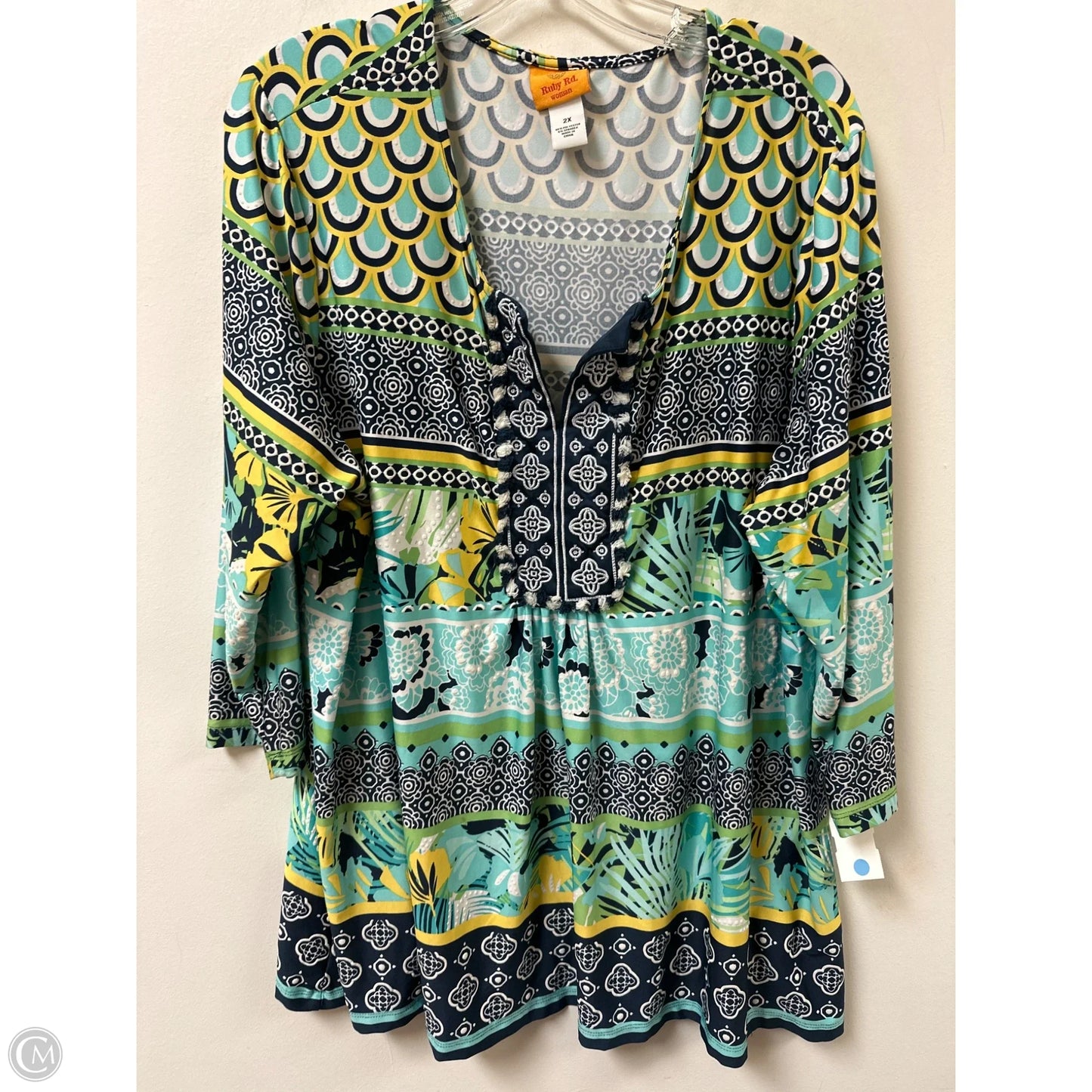 Top Long Sleeve By Ruby Rd In Blue & Green, Size: 2x