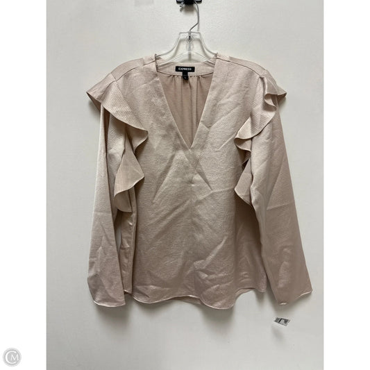 Top Long Sleeve By Express In Cream, Size: M