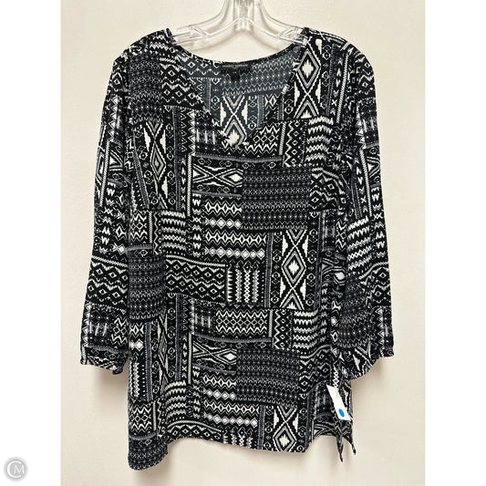 Top Long Sleeve By Mario Serrani In Black & White, Size: L